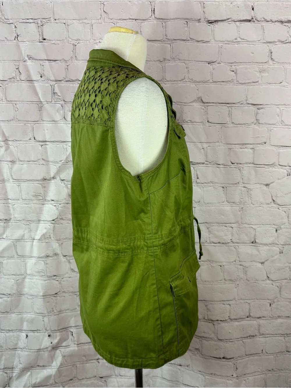 Liz Claiborne Vest women 4 cargo Utility chic safari layer lace cinched waist